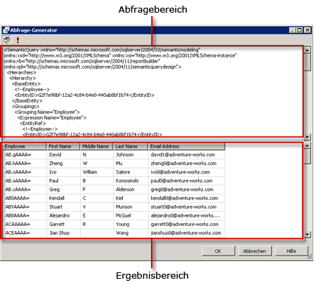 Generischer Abfrage-Designer für SMQL (Semantic Model Query Language)