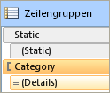 Zeilengruppen, Erweiterter Modus mit statischen Elementen