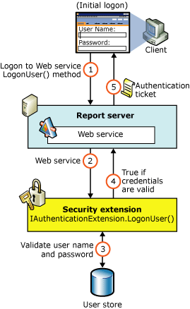 Reporting Services-Sicherheitsauthentifizierungsfluss