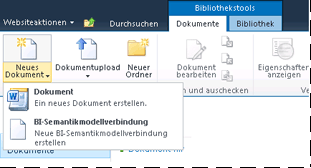 Untermenü "Neues Dokument" in einer SharePoint-Bibliothek