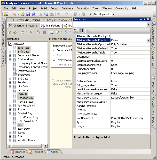 AttributeHierarchyEnabled-Eigenschaft auf False