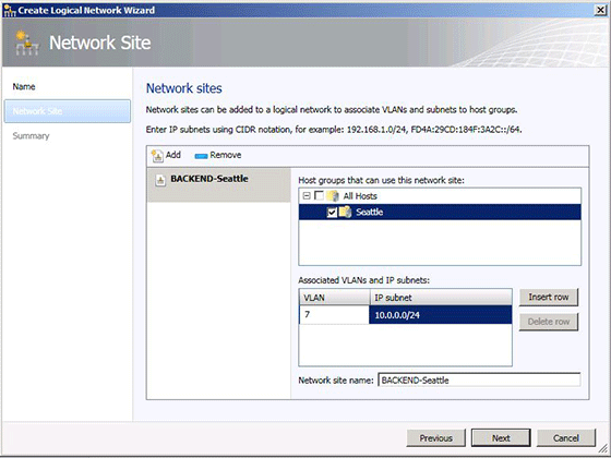 Logischer Netzwerkstandort mit IP-Subnetz und VLAN