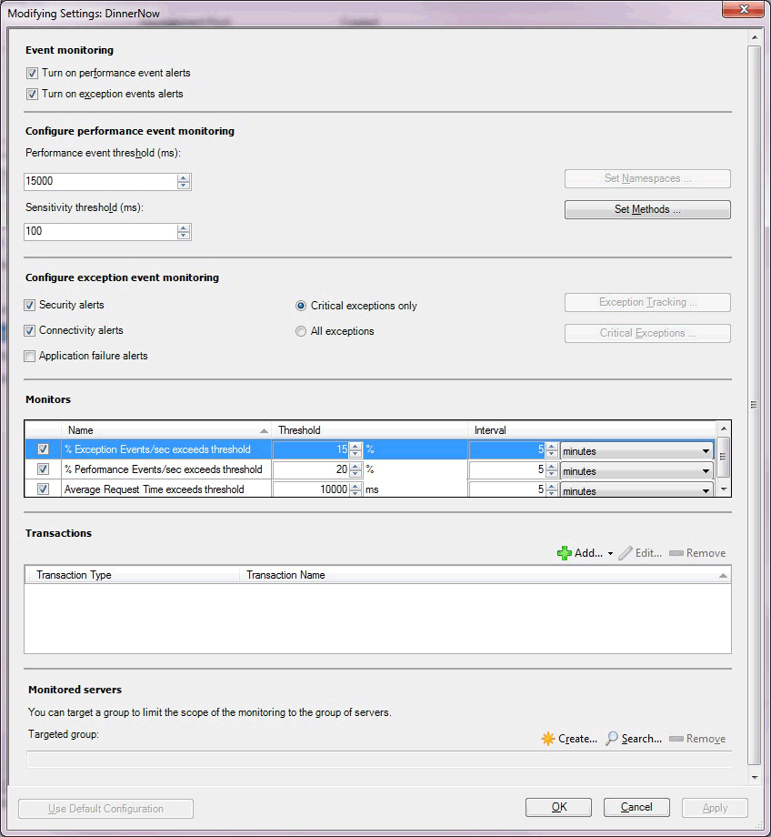 Serverseitige Änderungseinstellungen