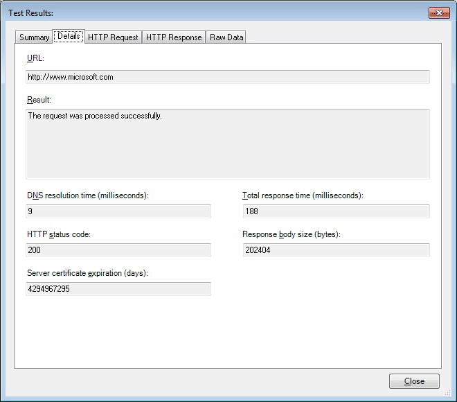 Registerkarte „Details zum Testergebnis“