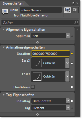 FluidMoveBehavior im Eigenschaftenpanel