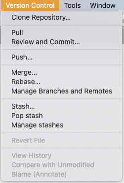 Version Control Menu