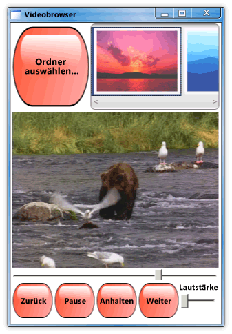 Mit dem WPF-Designer erstellter Videobrowser