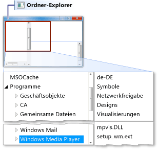 FolderExplorer-Strukturansicht und -Listenansichten