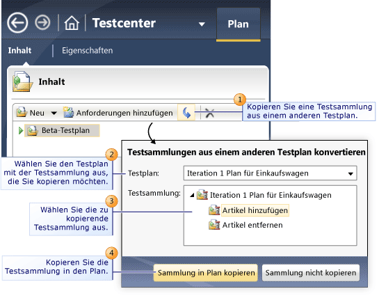 Testsammlungen aus einem anderen Testplan konvertieren