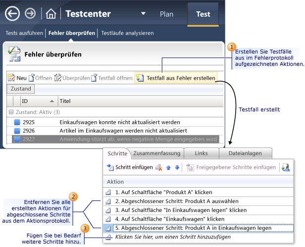 Testfall aus einem Fehler erstellen