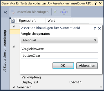 Testassertionen für codierte UI