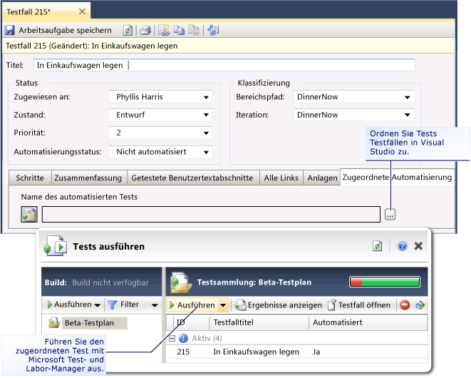 Automatisierte Tests mit dem Microsoft Test-Manager ausführen