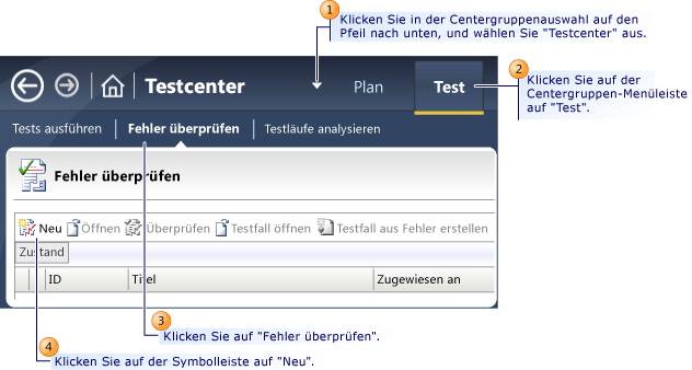 Programmfehler im Microsoft Test-Manager senden