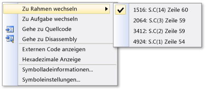 Menü "Stapel" mit 2 Optionen auf C, während J aktuell ist