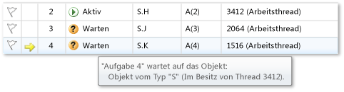 Aufgabenfenster mit wartender Aufgabe und QuickInfo