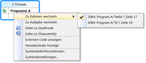 Kontextmenü "Parallele Stapel"