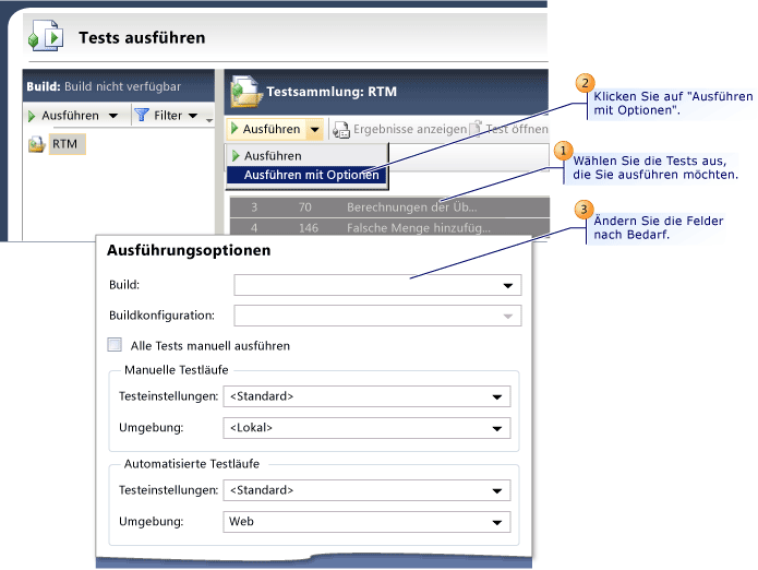 Einstellungen im Testplan für Testläufe überschreiben