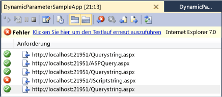 Nicht erkannter Fehler in dynamischen Parameter