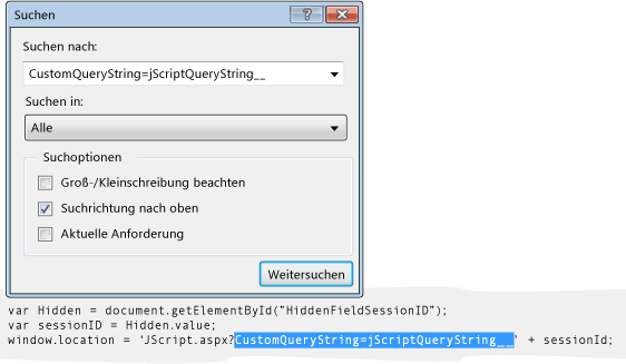 Isolieren eines dynamischen Fehlers mit Suchen