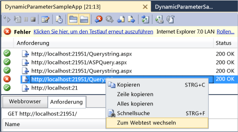 Zum Webtest wechseln