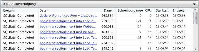 SQL-Ablaufverfolgungstabelle