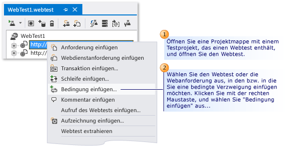 Webtests Verzweigungsbedingungen hinzufügen