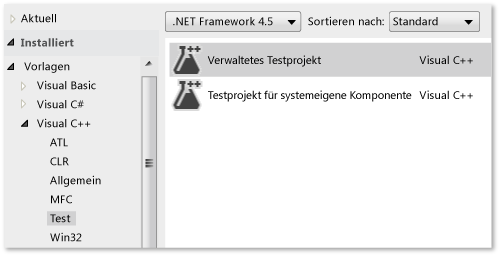 Erstellen eines C++-Komponententestprojekts