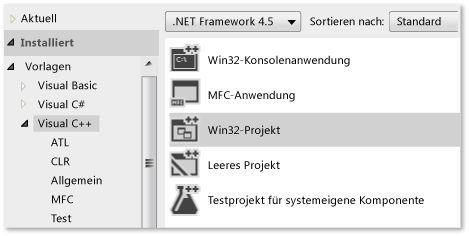 Erstellen eines C++-Win32-Projekts