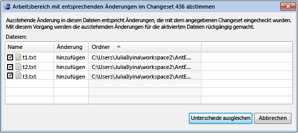 Ausstehende Änderungen abstimmen