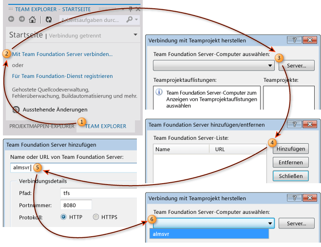 Verbindung mit Team Foundation Server herstellen