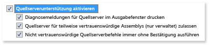 Quellserveroptionen aktivieren