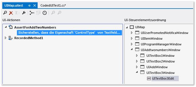 Test-Editor für codierte UI