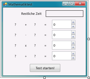 Anfängliches Mathetestformular