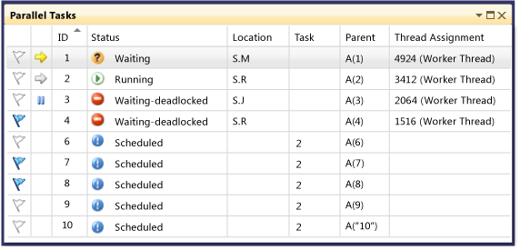 Parallel Tasks window