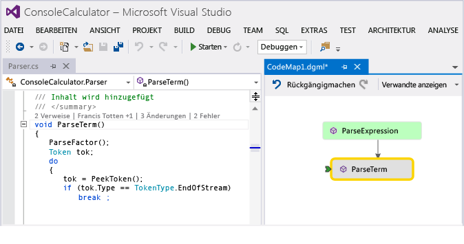 CodeLens - References on code map