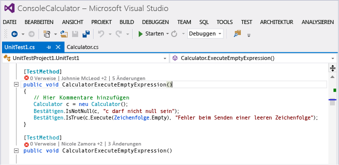 CodeLens - Go to unit test definition