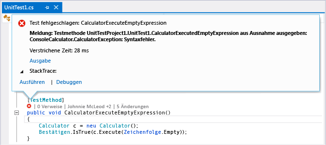 CodeLens - See unit test result