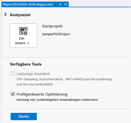 PGO im Leistungs- und Diagnose-Hub