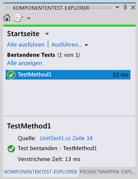 Komponententest-Explorer - Komponententest beendet