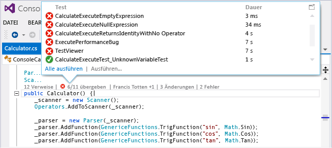 CodeLens - Choose test status in code editor