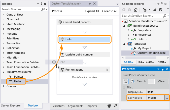 Editing a build process template from a solution