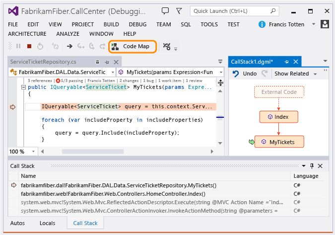 Map the call stack while debugging