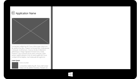 App mit der standardmäßigen Mindestbreite von 500 Pixel.