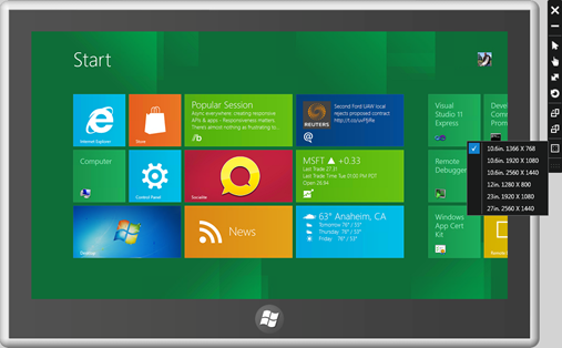 Windows Simulator in Visual Studio 11
