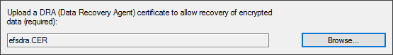 Create Configuration Item wizard, Add a data recovery agent (DRA) certificate.