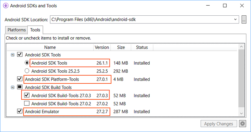 Installieren von Android SDK-Tools