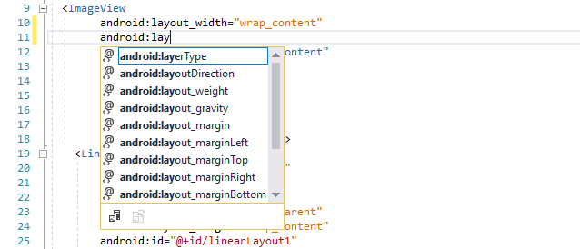 Automatische Vervollständigung des Layout-Attributs