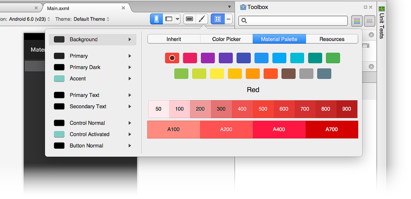 Materialpalette