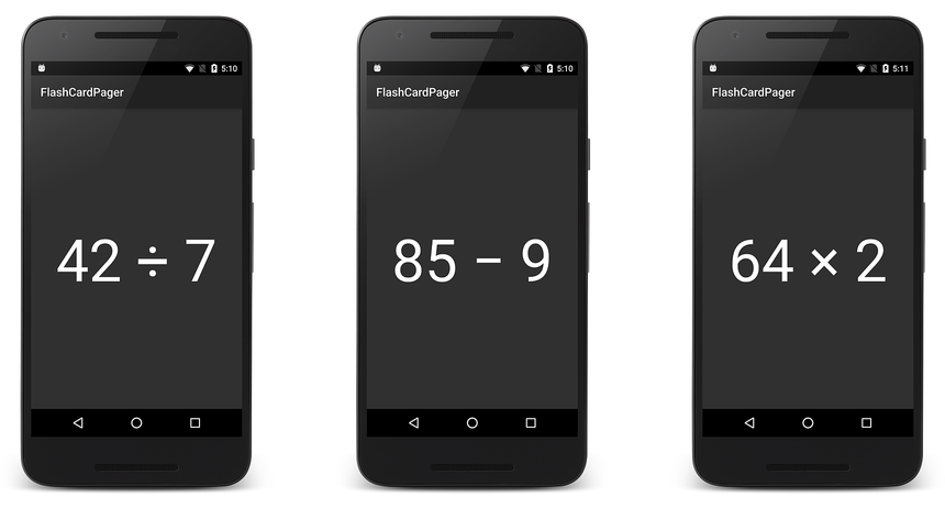 Beispielfotos der FlashCardPager-App ohne Pagerindikatoren