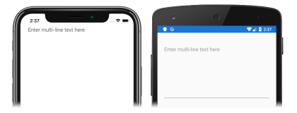 Screenshot: Editor mit Platzhaltertext unter iOS und Android